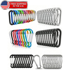 10Pcs Aluminum D Ring Carabiner Keychain Clip Snap Hook Outdoor Camping Hiking