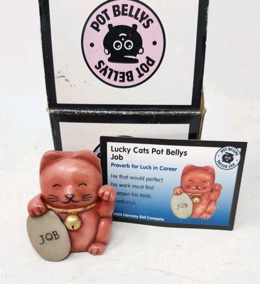Pot Bellys Chinese Lucky Cat Job Career Luck Trinket Jar Miniature 