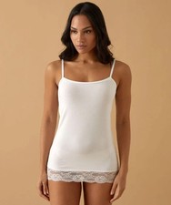 Top Donna Spalla Stretta Inserti in Pizzo Jadea 4327 in Cotone Elasticizzato