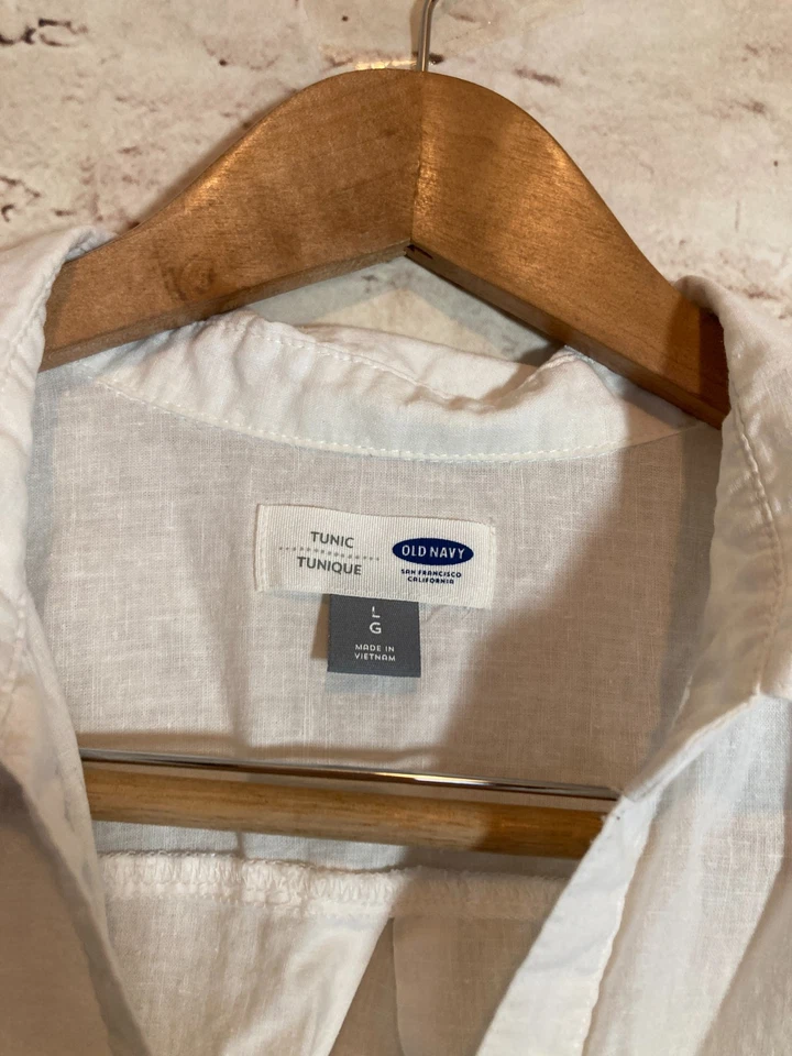 Old Navy Tunic Top Womens Large Lightweight Beachy Popover Linen Blend Lagom - Image 2 of 4