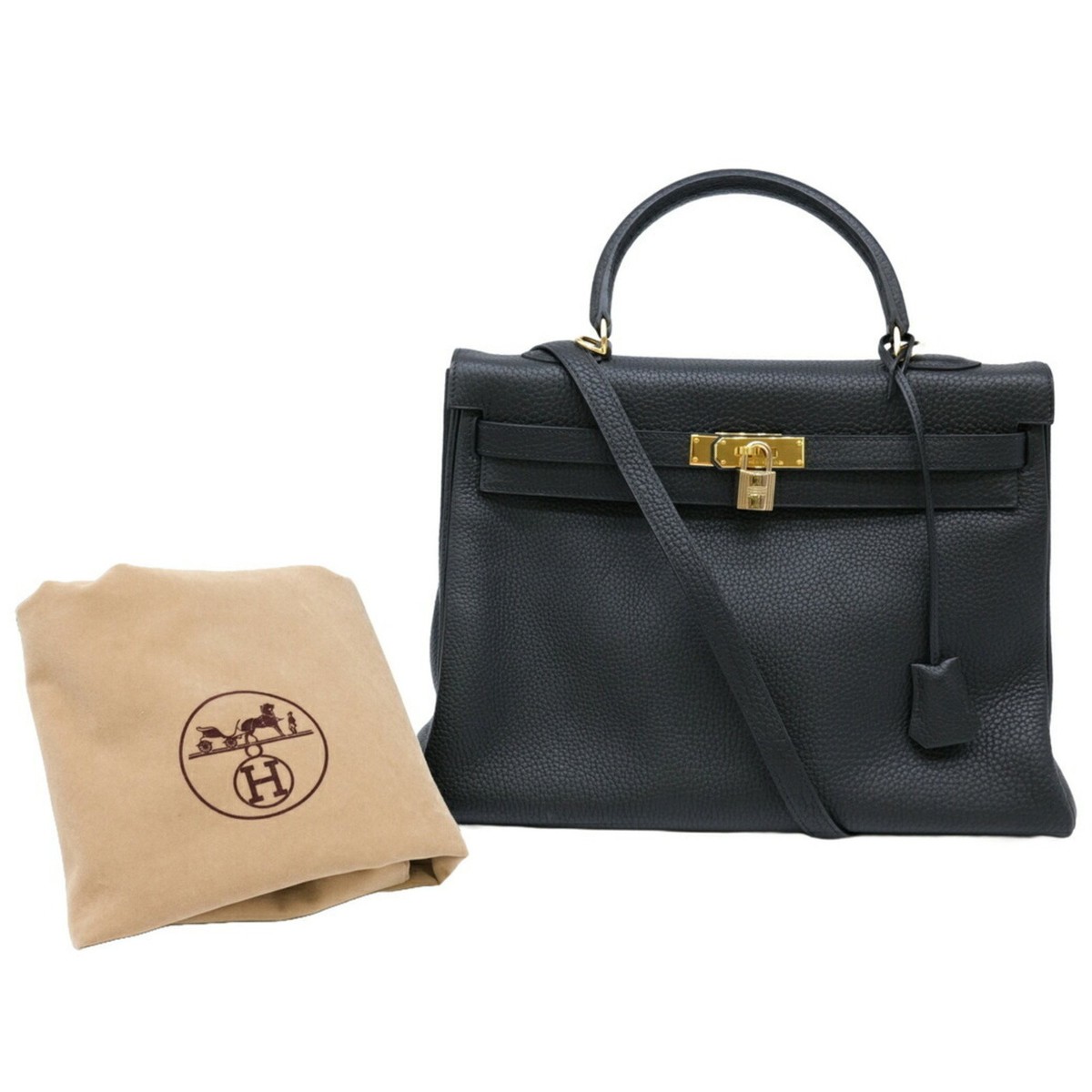 HERMES Kelly 35 handbag tote in Taurillon Clemence leather