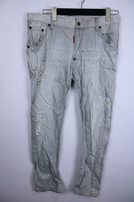 DSQUARED2 Gray Denim Cotton Distressed 5-Pocket Design Straight Leg Jeans Sz 50