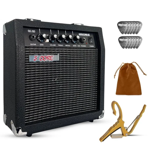 5 Core Guitar Amp 20W Electric Portable Mini Amplifier w Built in 6.5" Speaker