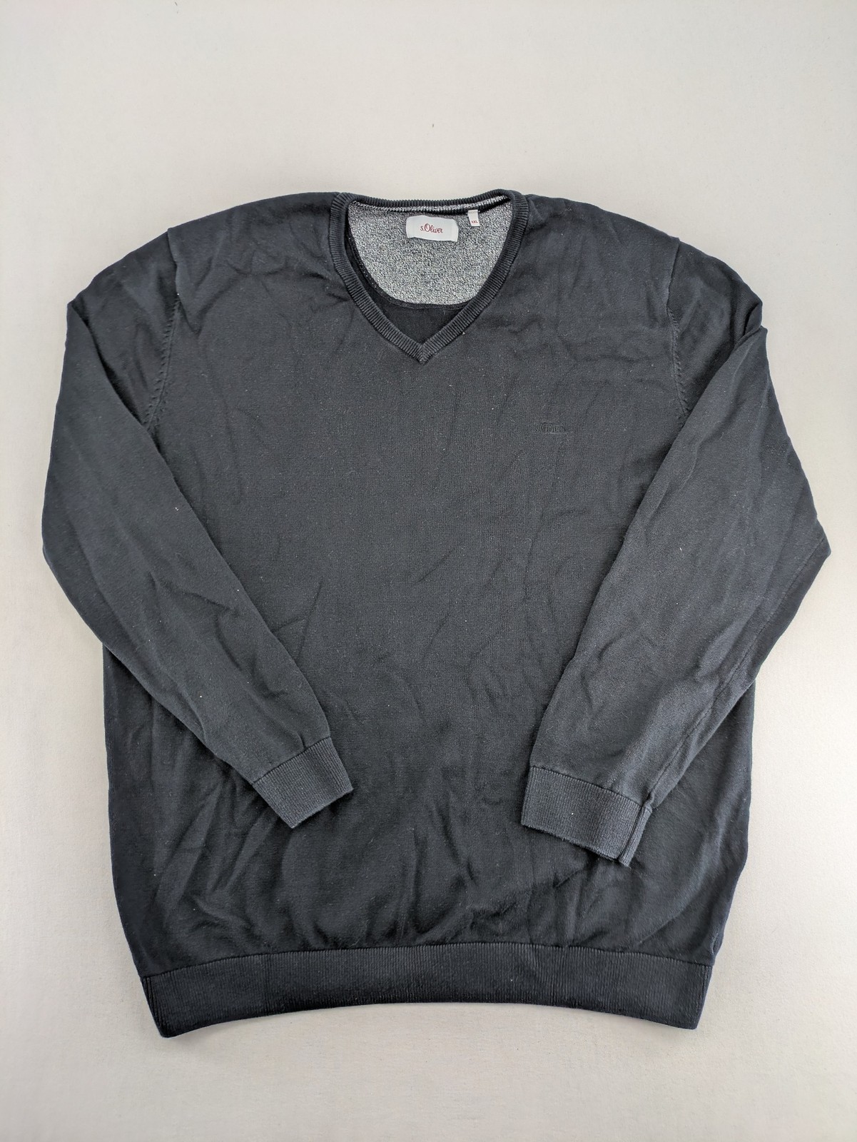 S.Oliver Herren Pullover Größe XXL Schwarz V-Ausschnitt Langarm Strickpullover
