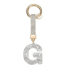 Initial Keychain for Women, Cute Sparkly Rhinestone Key Chains White Letter G