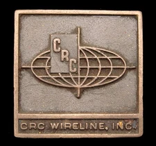 JC12120 VINTAGE 1970s ***CRC WIRELINE*** SOLID BRASS OILFIELD BELT BUCKLE