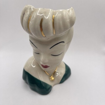 Vintage Lady Head vase Necklace Earrings ROZART