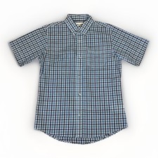 Wrangler Riata Button Up Shirt Boys Blue Plaid Short Sleeve