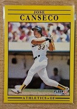 1991 FLEER JOSE CANSECO #5 OAKLAND ATHLETICS 