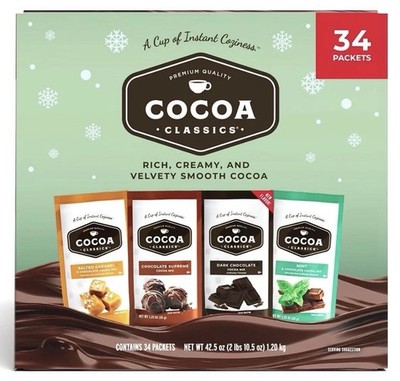Cocoa Classics Hot Chocolate Variety Pack, 34 Packets, 4 Flavors FREE SHIPPING