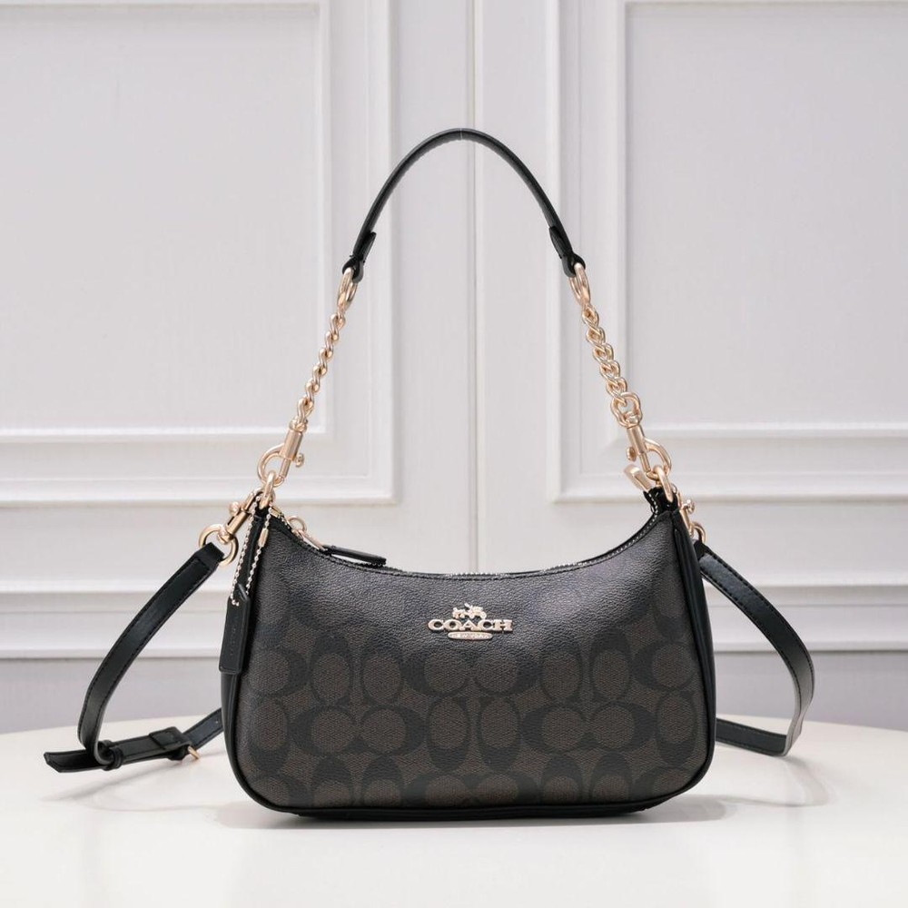 COACH Teri 2Way Shoulder Bag Signature Coated Canvas Brown　CA548 outlet New