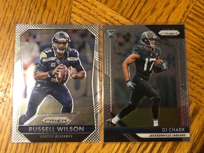 2015 Panini Prizm Russell Wilson #3 NM & 2018 Panini Prizm DJ Chark RC #223 NM
