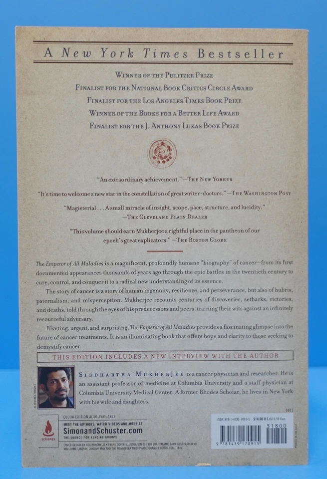 THE EMPEROR OF ALL MALADIES BY SIDDHARTHA MUKHERJEE, SOFTCOVER, SIGNED - Image 2 of 4
