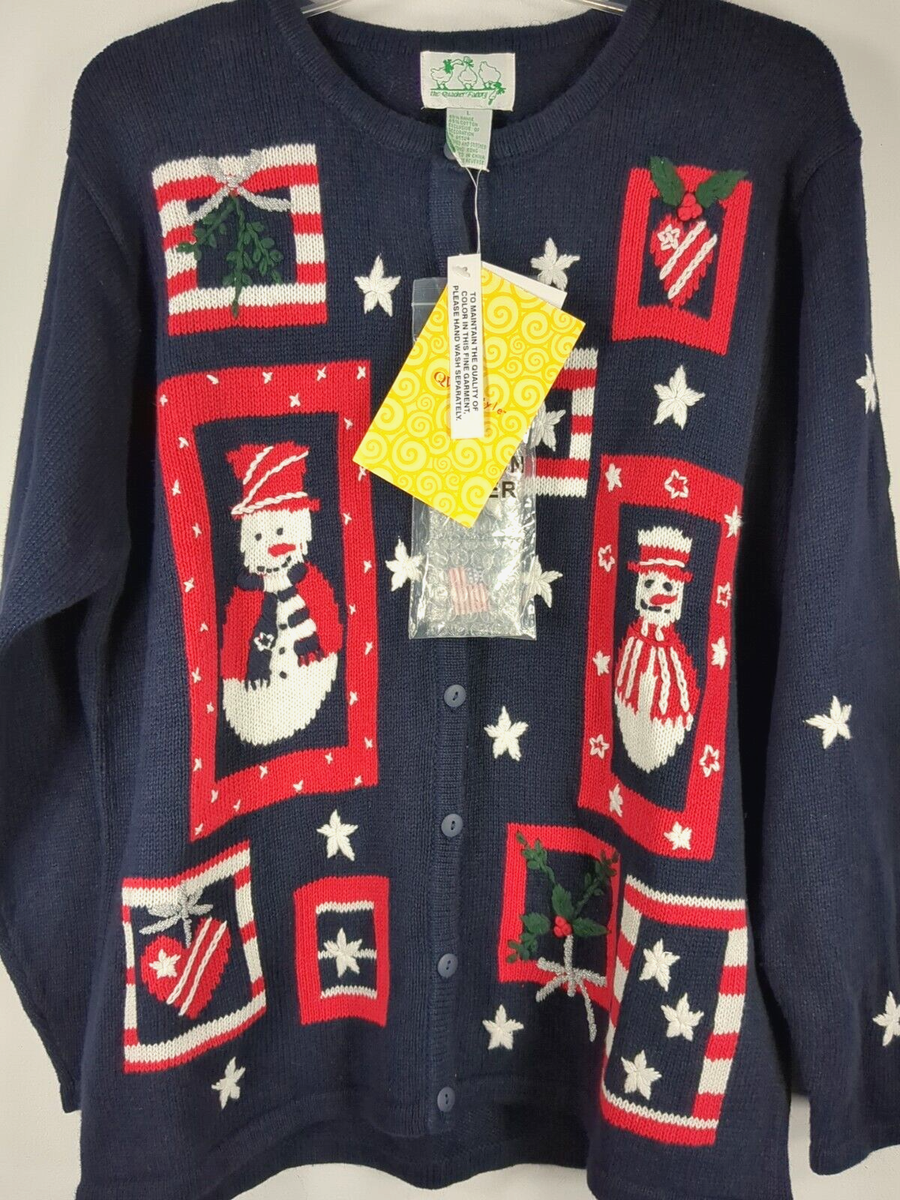 Quacker Factory Snowman Christmas Sweater Size L Patriotic July