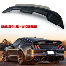 Rear Trunk Spoiler Wing Wickerbill Glossy Black For 2015-2023 Ford Mustang 2 PCs