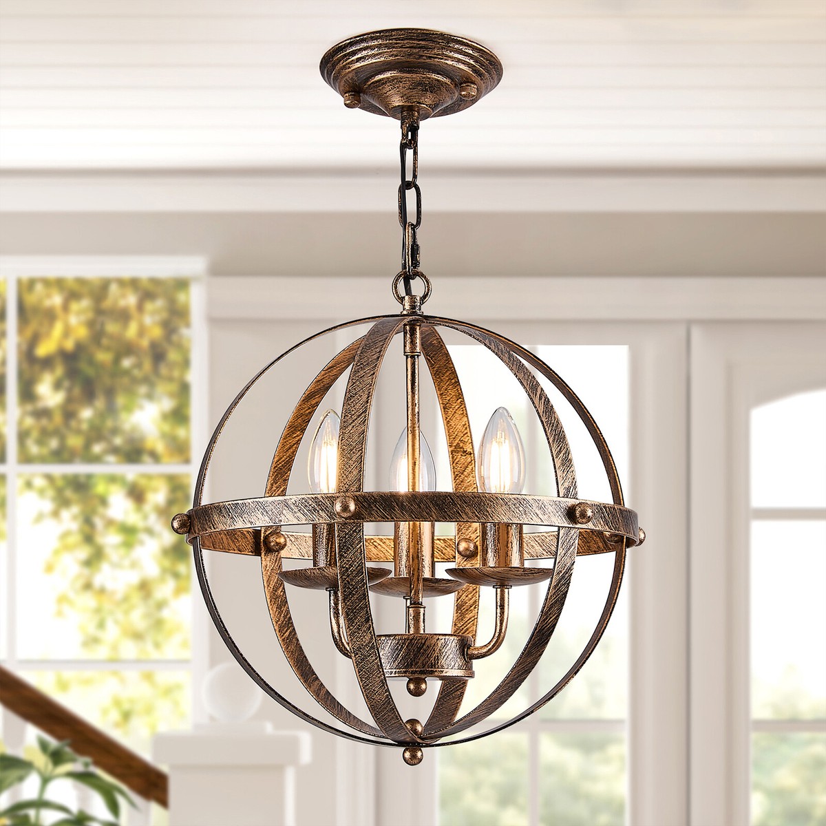 Industrial Spherical Ceiling Light Fitting Pendant Lighting Living