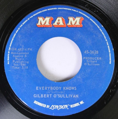 Pop 45 Gilbert O'Sullivan - Out Of The Question / Everybody Knows On Mam - Picture 2 of 2