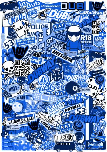 A4 Size EURO Style BLUE Tint Vinyl Sticker Bomb Sheet JDM Drift Ratlook UK Made - Picture 1 of 1