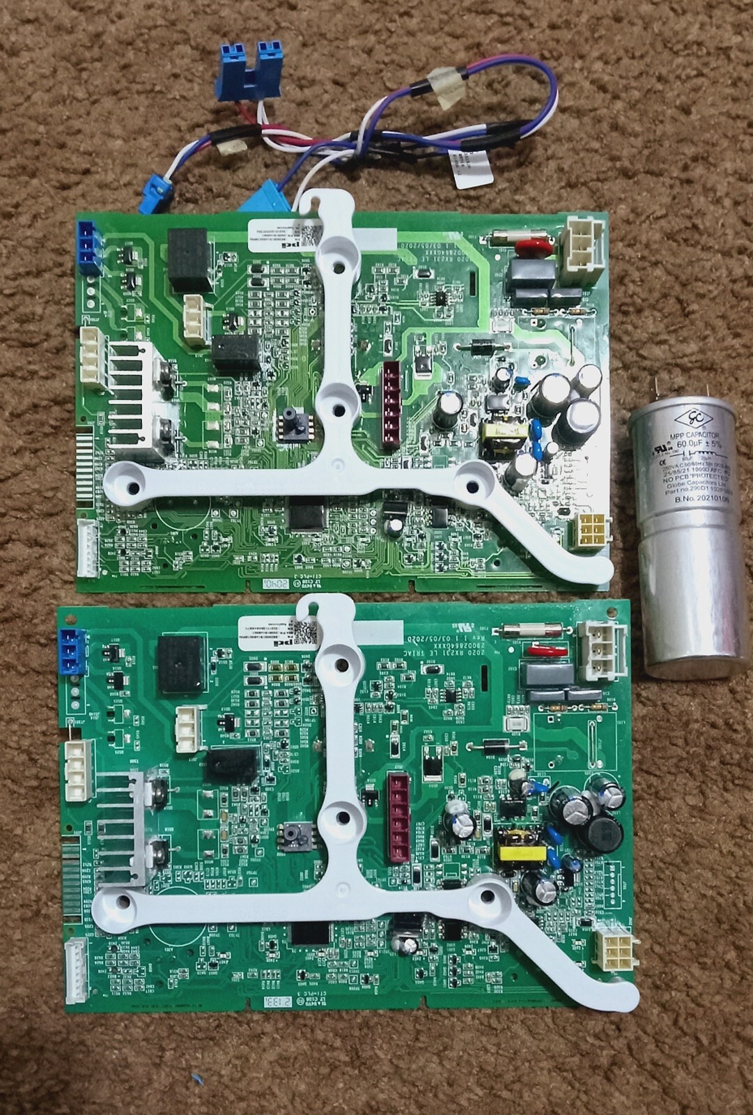 Hotpoint HTW240ASK6WS washer control board and MMP capacitor kit - 2 boards 1 cap