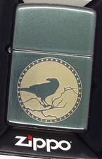 Raven In The Moonlight  Authentic Zippo Lighter Engraved - Iridescent