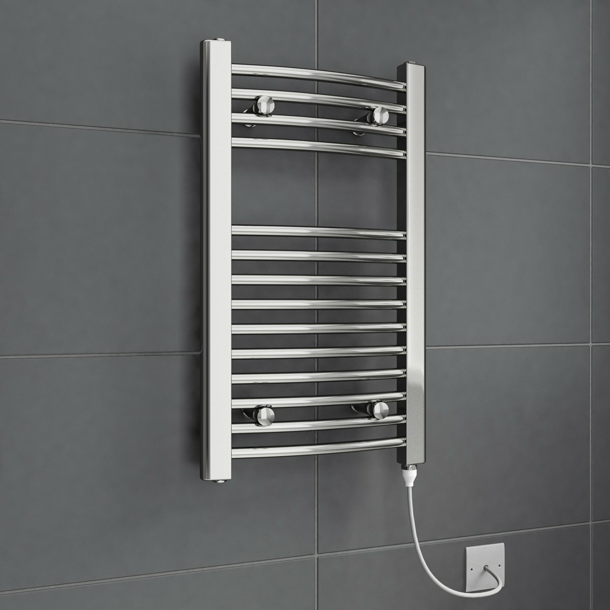 Chrome White Heated Towel Rail Radiator Straight Electric Bathroom Heating  Rad | eBay