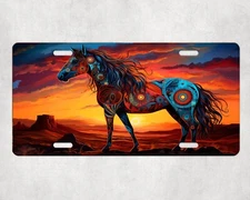 Desert Tribal Horse Western Front License Plate, Car Accessory, Vanity Plate