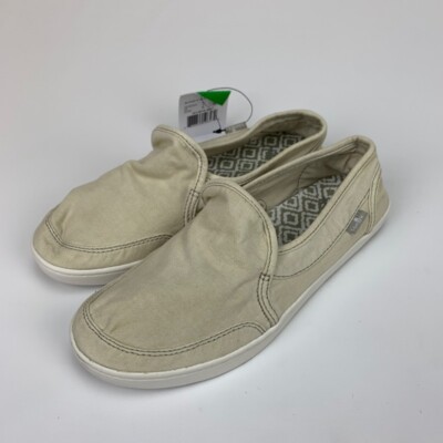 Sanuk Womens Pair O Dice Beige White Beige 1013816 Slip On Flat