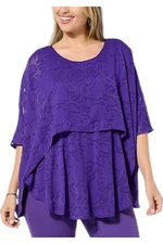 DG2 by Diane Gilman Women's Jacquard Double Layer Top Royal Purple