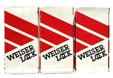 3 NOS Weiser Bed/Bathroom Knob Polished Brass 2-3/8 Back Set, With slight flaws.