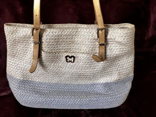 Eric Javits Natural Squishee Raffia Woven Hobo Spacious Handbag Gold Hardware - Picture 2 of 10