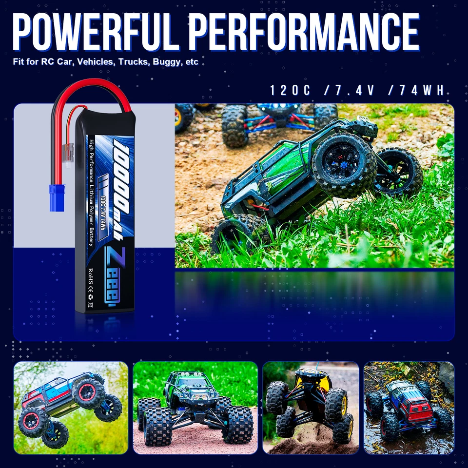 Zeee 2S Lipo Akku 10000mAh 7.4V 120C EC5 softcase für RC Auto Truck Flugzeug FPV - Bild 4 von 4