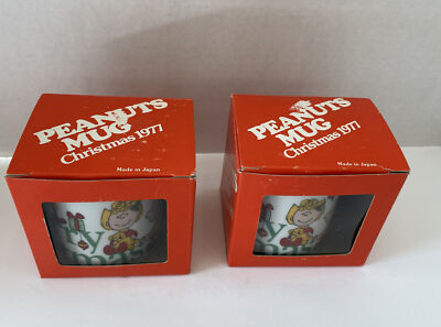 2) Peanuts Mug Christmas 1977 NIB Snoopy Charlie Brown Woodstock Lucy Sally  | eBay