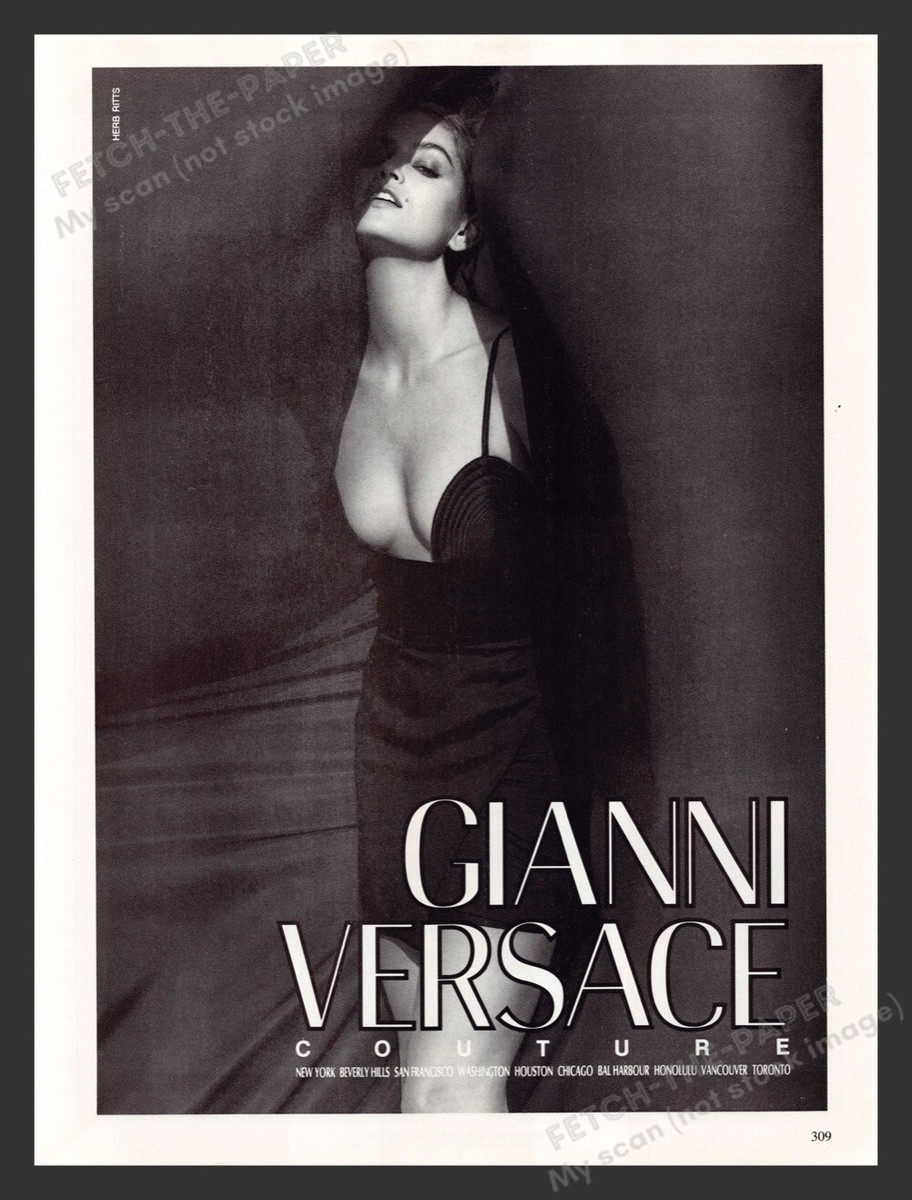 Gianni Versace Cindy Crawford Herb Ritts 1990s Print Advertisement