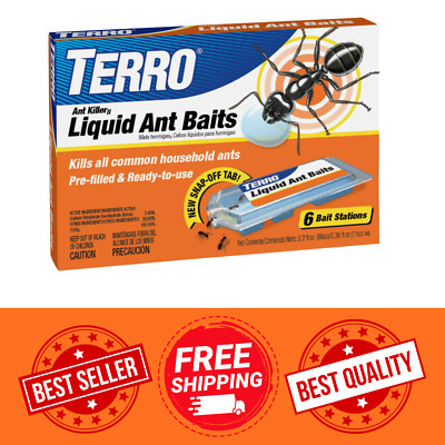 TERRO Liquid Ant Killer Bait Outdoor Indoor Tray Traps Ready To Use T300 6PK NEW