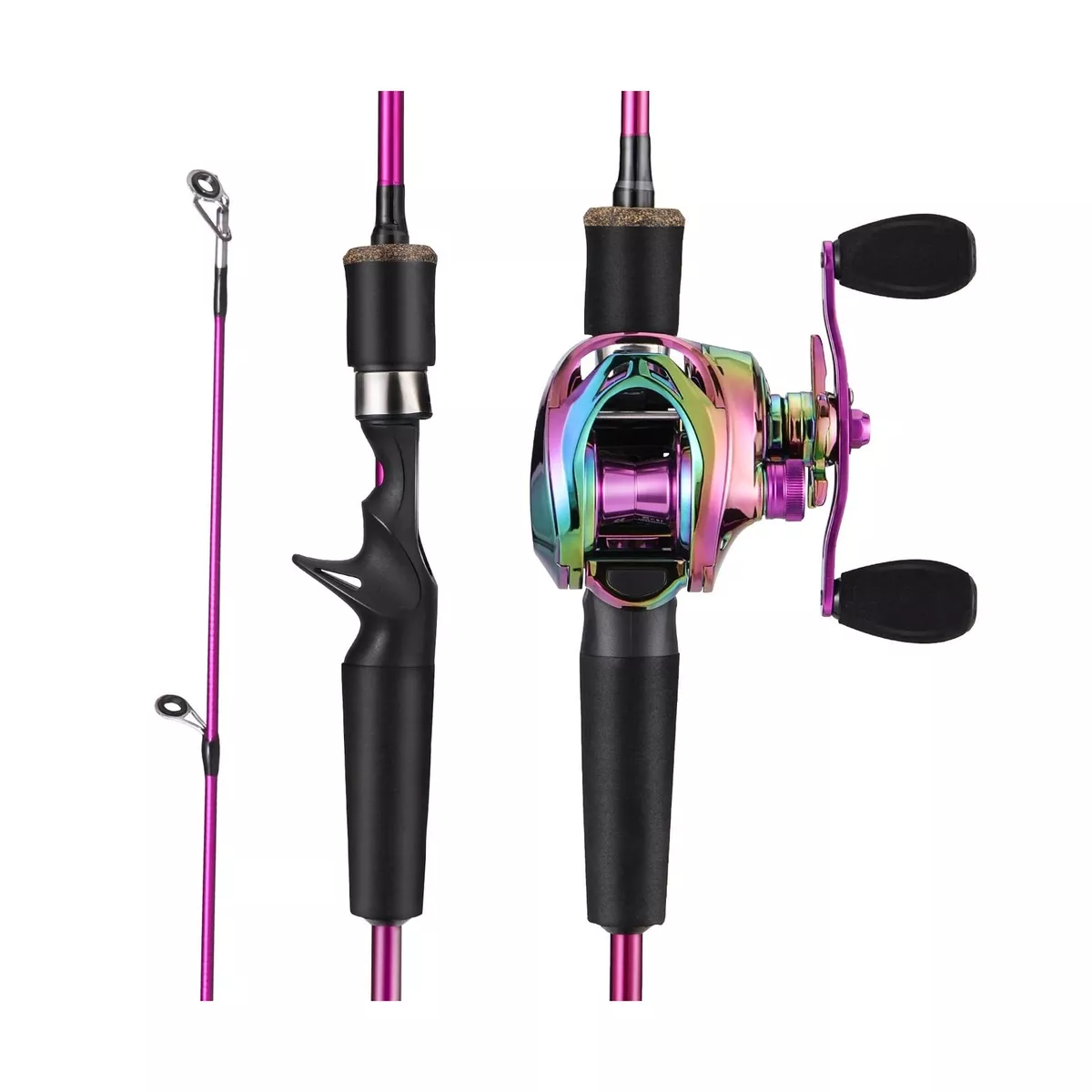 Sougayilang Baitcaster Combo, 2Pc Fishing Rod and Reel Combo, Purple  Fishing