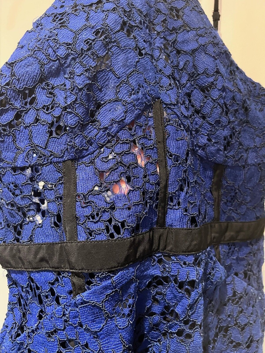 NBd Blue Cobalt Lace Halter Dress Size M | eBay