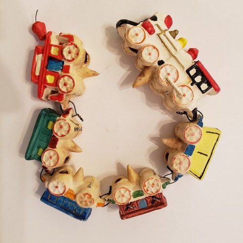 Vintage 1950s Menschik Goldman Ceramic Birthday Cake Train Candle