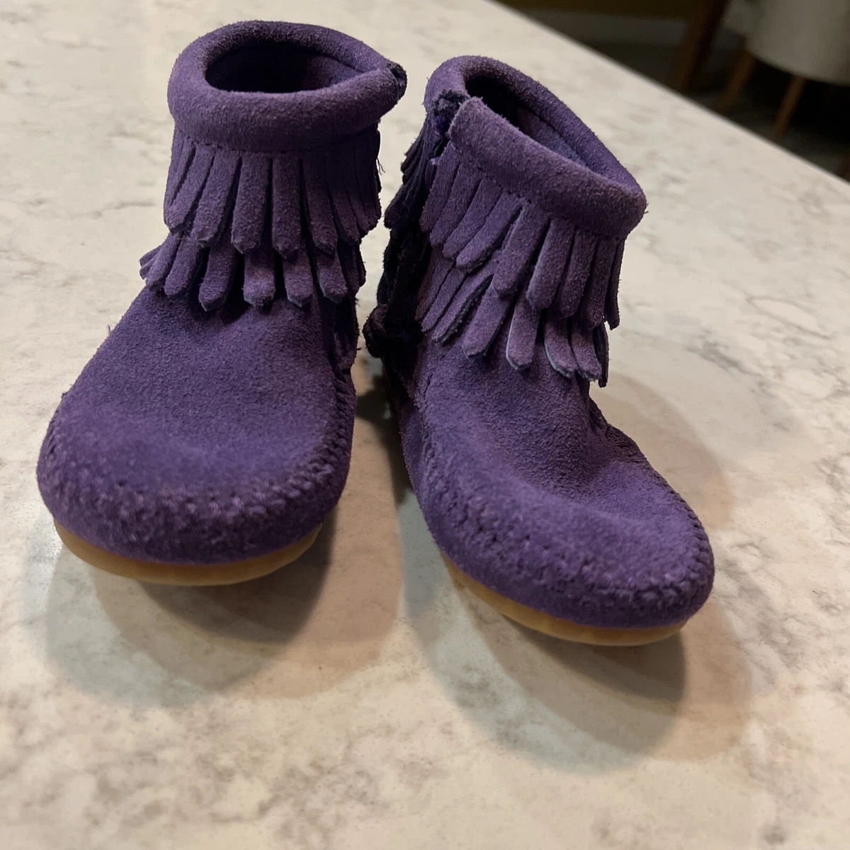 Minnetonka purple fringe boots sale