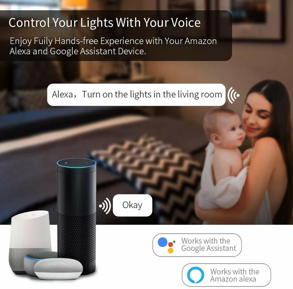 ⭐ Wifi Smart Bulb 9W E27 B22 Multi-Color LED Lamp Amazon Alexa Google App CCT - Image 4 of 4