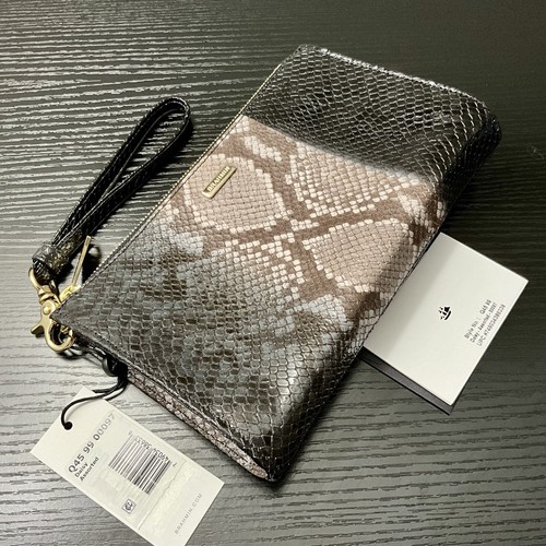 Brahmin Daisy Assorted BROWN GRAY TAUPE PYTHON Wristlet / Cosmetic Bag NWT - Picture 4 of 6
