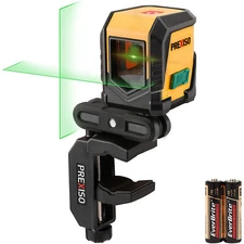 Prexiso 65FT Laser Level Self Leveling Cross-Line Laser Green Beam w/Mount Clamp
