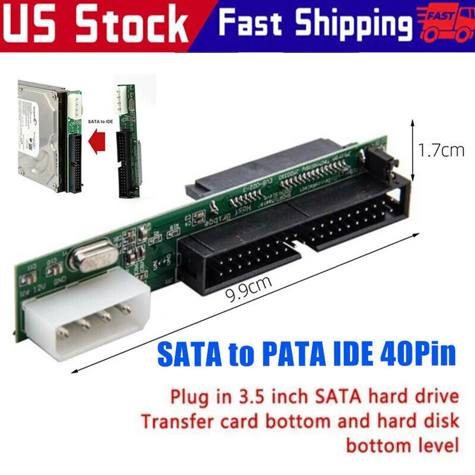 7+15P Female SATA SSD HDD Hard Drive to IDE 3.5" 40P Male Converter Adapter - Image 2 of 4