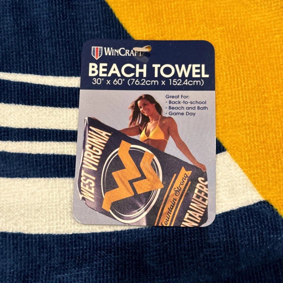 Toalla de playa NCAA West Virginia Mountaineers logotipo vertical nombre 30"x60" WinCraft Foto 2 de 3