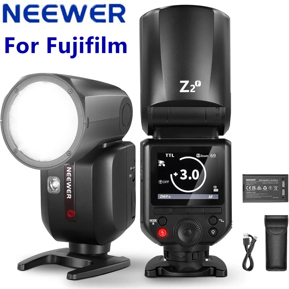 NEEWER Z2F Z2-F 2.4G TTL HSS Round Head Flash Light Speedlite Fujifilm Cameras - Image 2 of 4
