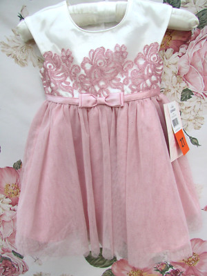 Brandneu mit Etikett Elfenbein Rosa Glitzer Tüll Party Anlass Kleid 18-24 von JONA MICHELLE USA