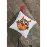 "Permin Kreuzstich Stickpackung \"Nadelkissen Eule Orange\", ZäHlmuster, 12X12Cm, 0"