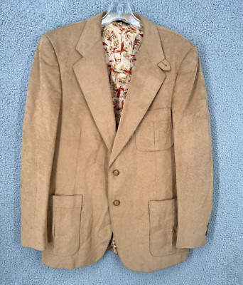 Hardy Amies Vintage Leather Blazer Men's 42 Two Button Brown Made USA