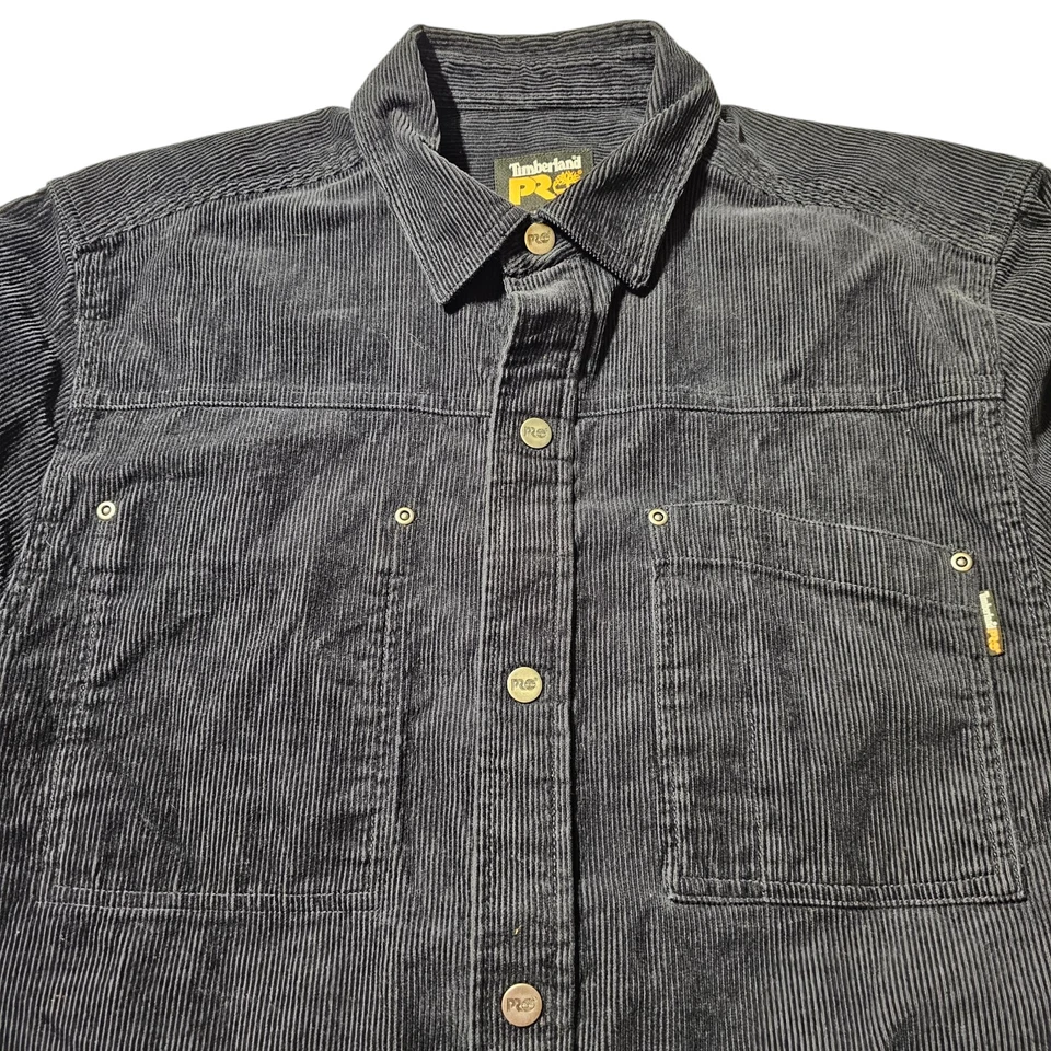 Timberland Pro Series Mens Medium Corduroy Jacket Overcoat Deep Navy Black Snap - Image 2 of 4
