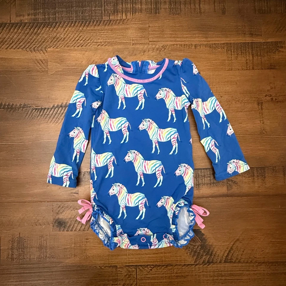 Hatley Regenbogen Zebra Langarm Rash Guard Badeanzug Überwurf 3-6 Monate