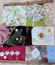 Slow Stitch Junk Journal Kit Craft Sewing Crochet Vintage Fabric Lace #13